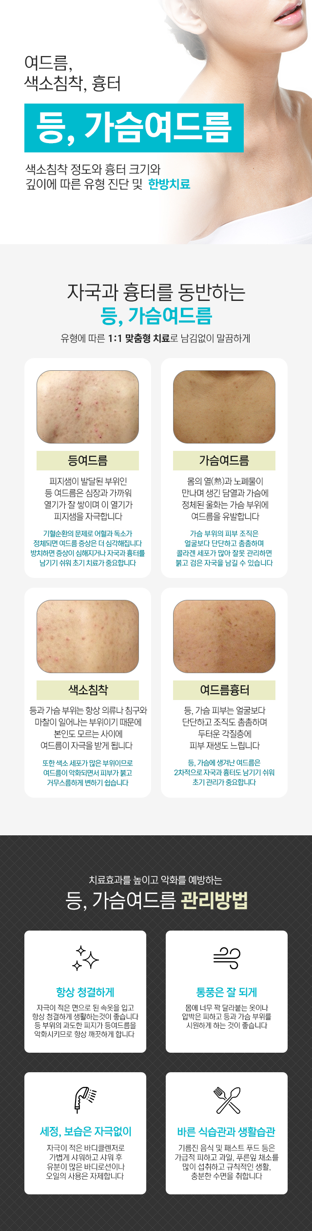 등,가슴여드름 유형